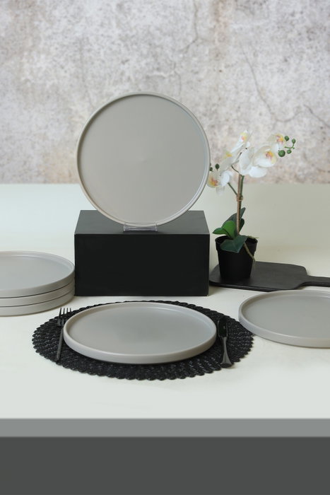 Hermia ST038006F995A000000MAS3T00 Juego de Platos de Servicio de Cerámica, 6 Piezas, 27 cm, Gris Mate